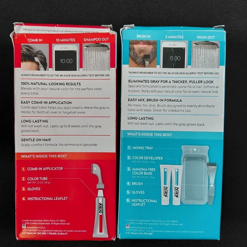 2 Pack Just For Men Easy Comb In Color Mustache Beard M45  A45 Dark Brown Dye